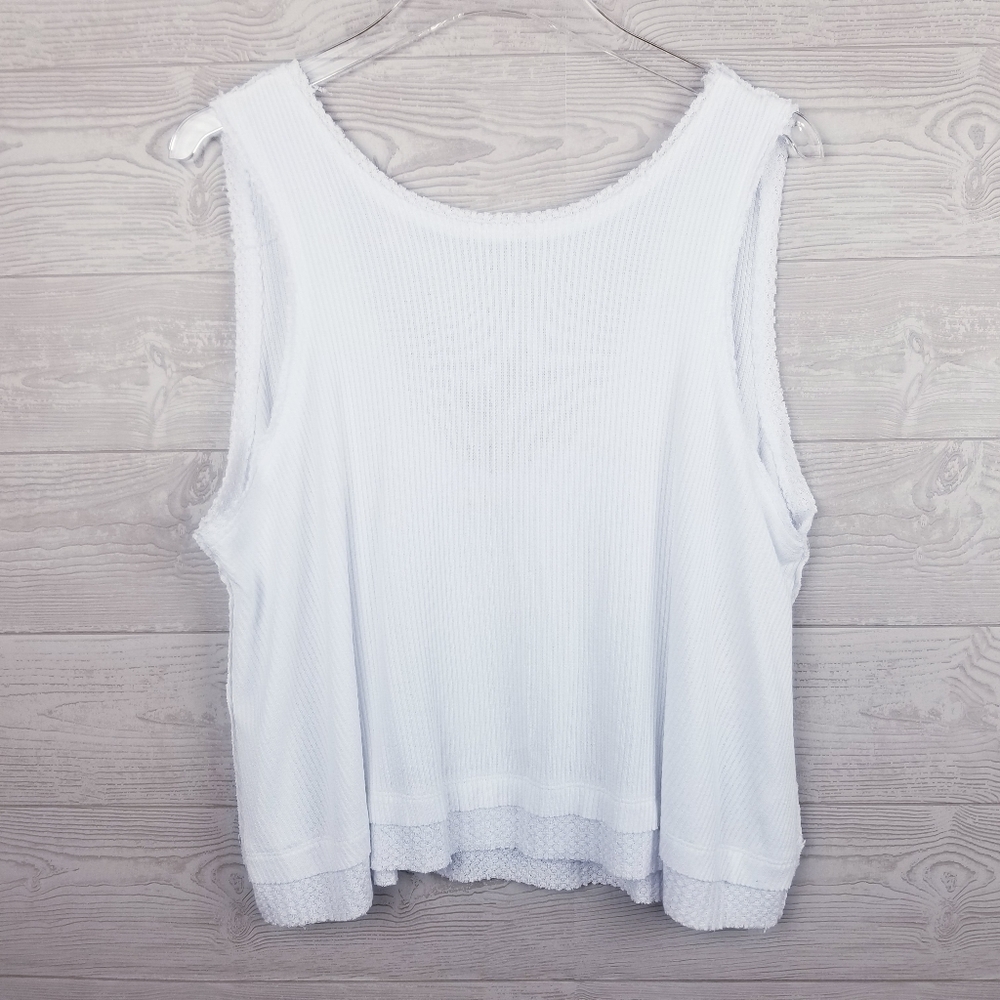 WE THE FREE White Textured Striped Tank Top NWT, size XS